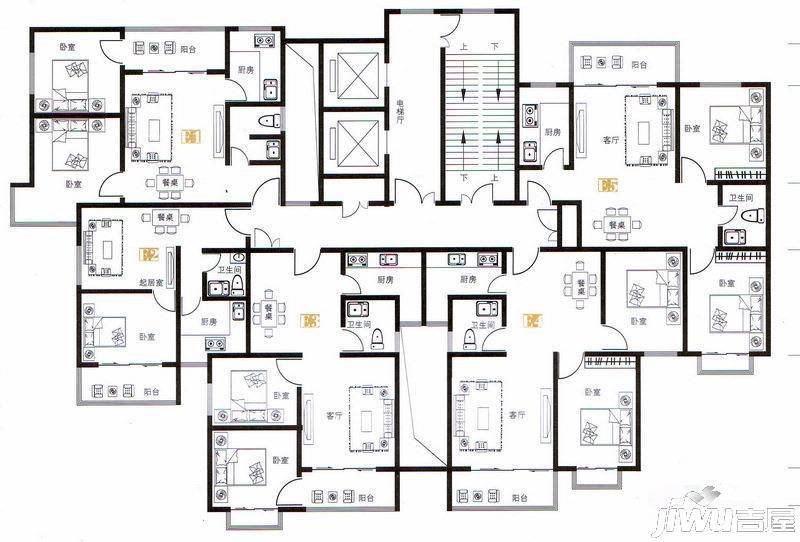 天健水榭花都2室1厅1卫81㎡户型图