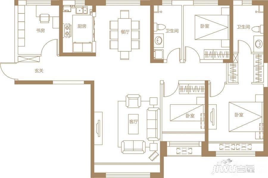 保利·金香槟4室2厅2卫148㎡户型图