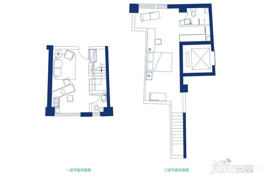 鼎泰中汇广场1室2厅2卫71.8㎡户型图