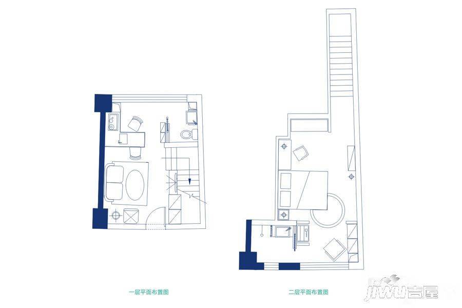 鼎泰中汇广场1室2厅2卫57.2㎡户型图