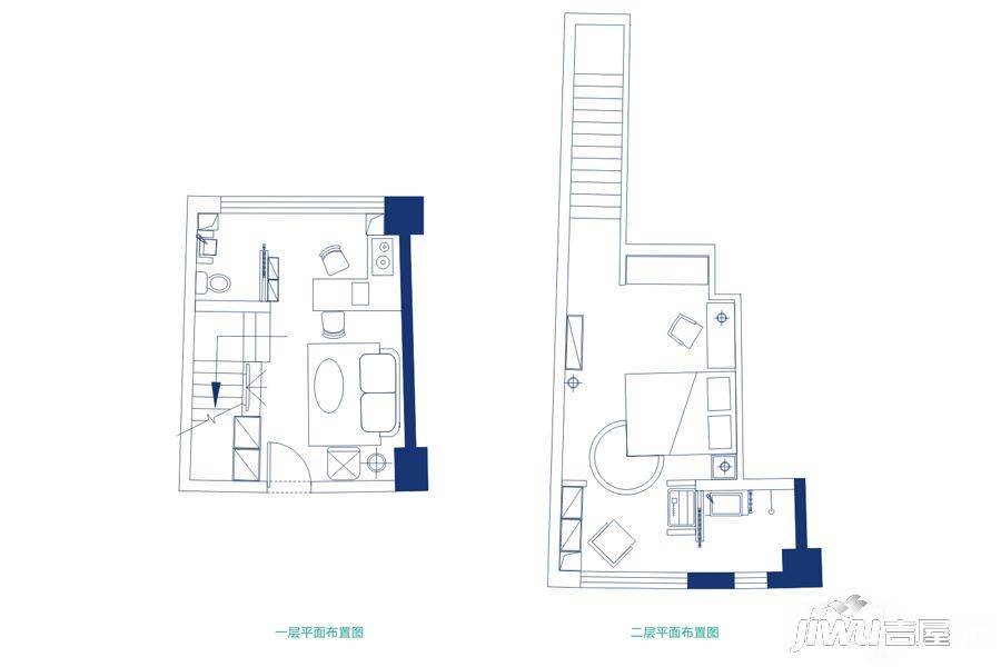 鼎泰中汇广场1室2厅2卫59.2㎡户型图