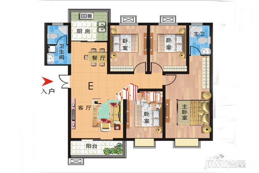 中茂理想城4室4厅4卫155.2㎡户型图