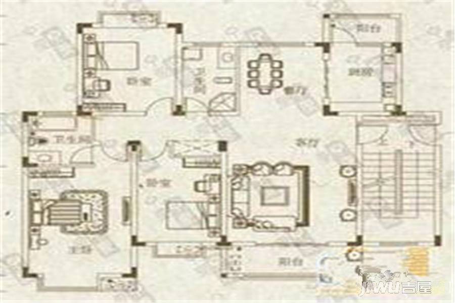 泰森锦绣苑3室2厅1卫135㎡户型图