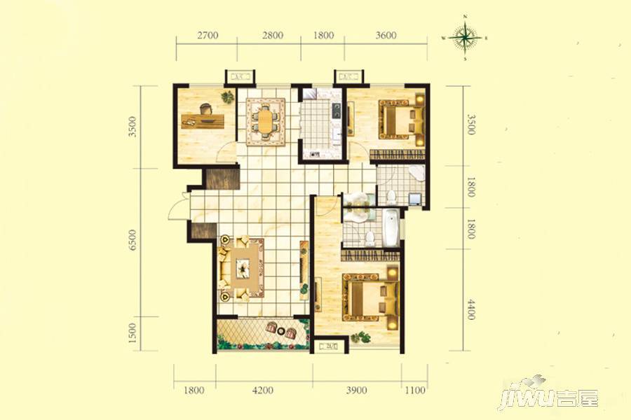 特变森林花园3室2厅2卫110㎡户型图