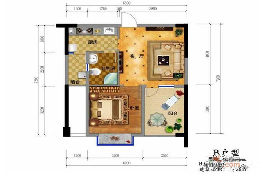 永成公寓1室1厅0卫53.3㎡户型图