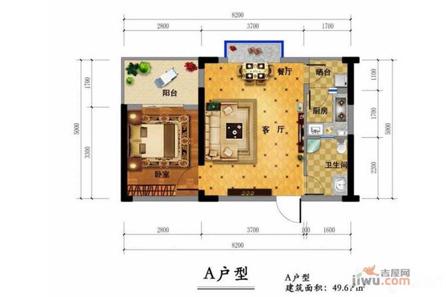 永成公寓1室1厅0卫53.3㎡户型图