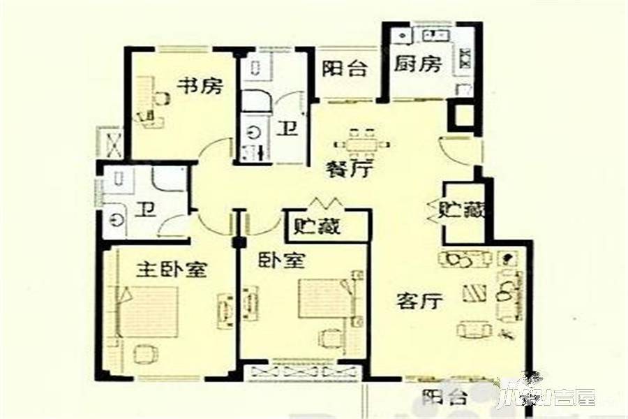 湘州阳光3室2厅2卫户型图