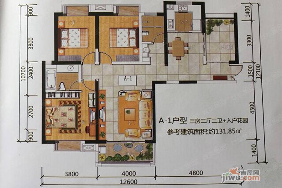 湖畔尚湾3室2厅2卫131.8㎡户型图