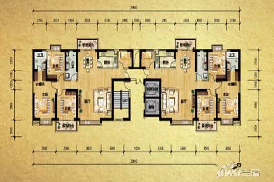 瑞丽潮都国际4室2厅2卫149.9㎡户型图