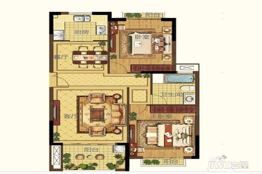 华江水岸星城四期【澜轩】2室2厅1卫户型图