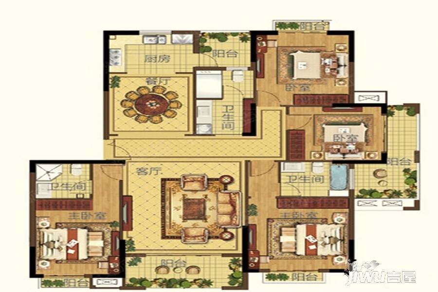 华江水岸星城4室2厅3卫170㎡户型图