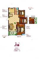 茗仕豪庭3室2厅1卫118.2㎡户型图