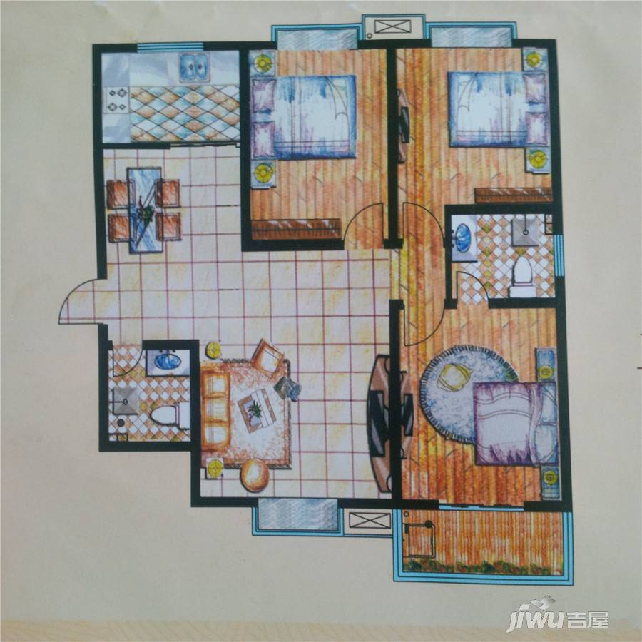 高铁养生城3室2厅2卫123㎡户型图