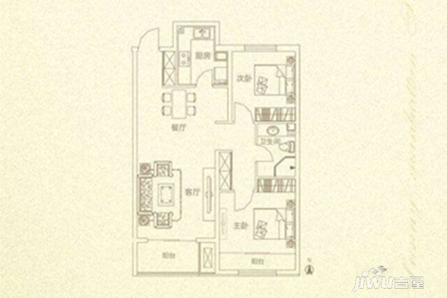 中央公元（商铺）2室2厅1卫105.5㎡户型图