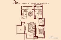 观峰嘉邸3室2厅1卫106.2㎡户型图