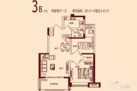 观峰嘉邸2室2厅1卫83.5㎡户型图