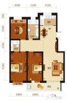 六品名邸3室2厅2卫129㎡户型图