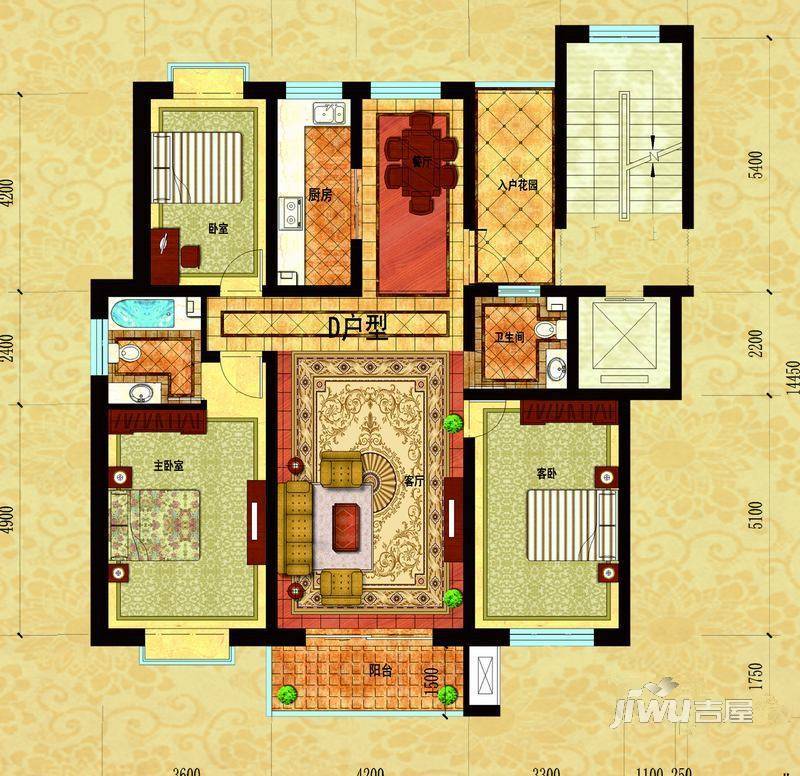 壹度恒园3室2厅2卫136.5㎡户型图