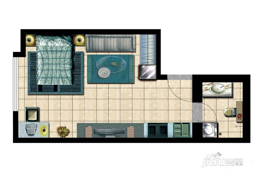 国瑞长安万达广场1室1厅1卫44.5㎡户型图