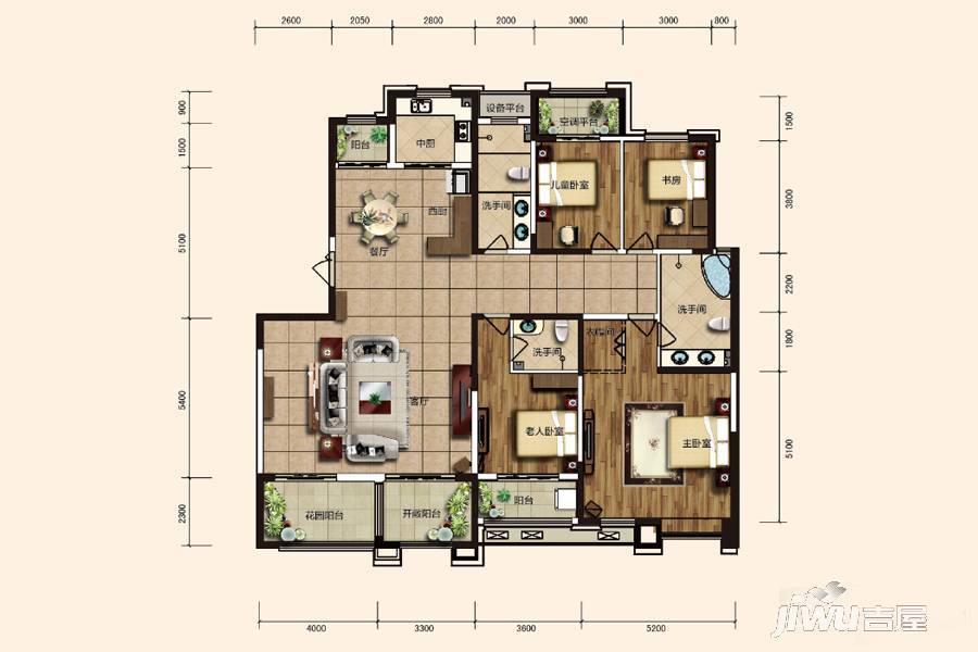 东胜紫御府4室2厅3卫225.7㎡户型图