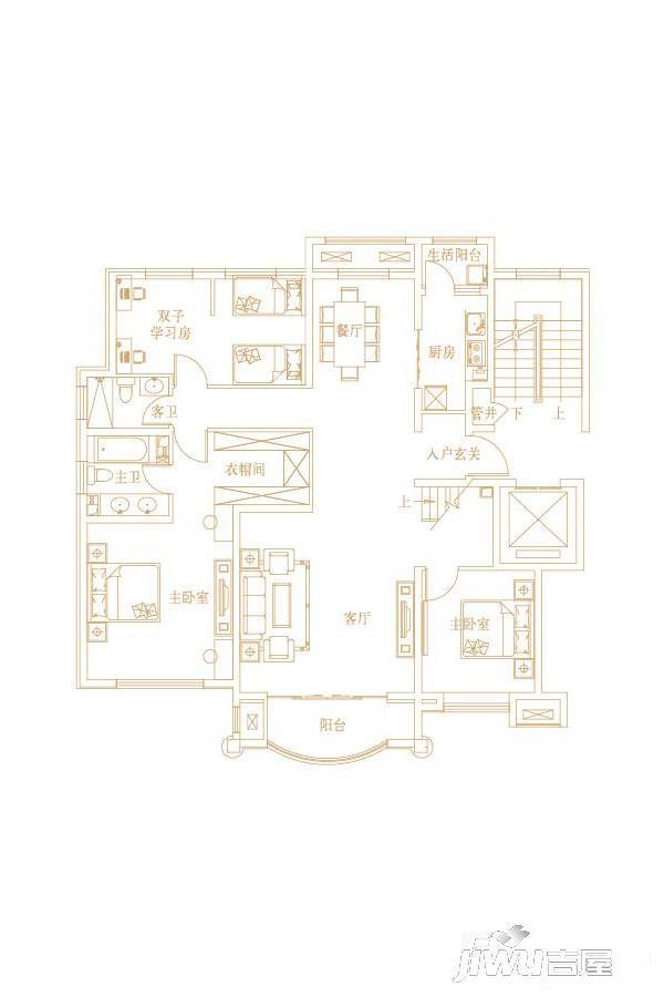 天山国宾壹號4室2厅3卫162.7㎡户型图