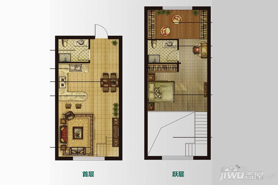 赞城2室2厅2卫48㎡户型图