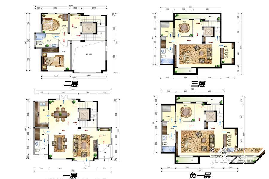 保利西山林语3室3厅4卫303.4㎡户型图