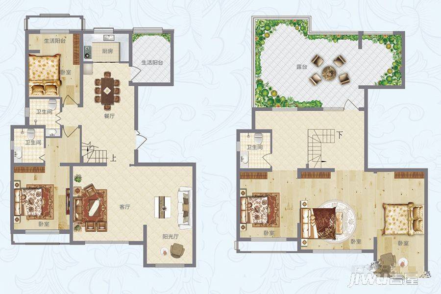 观峰嘉邸5室3厅1卫213.2㎡户型图