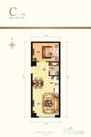 众美绿都四期1室2厅1卫54.5㎡户型图