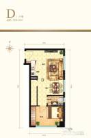 众美绿都四期1室2厅1卫58.4㎡户型图