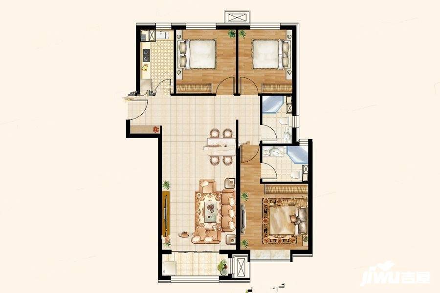 富力城3室2厅2卫123㎡户型图