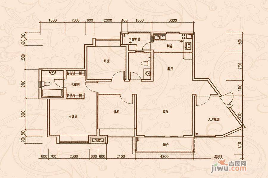 中国铁建东来尚城3室2厅2卫127.2㎡户型图