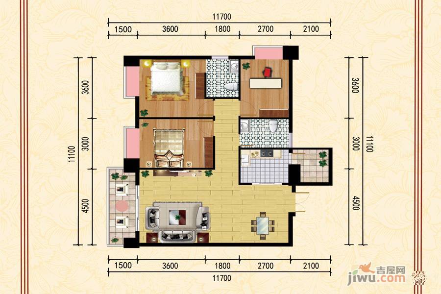 黎筑金色城邦3室2厅2卫114.2㎡户型图