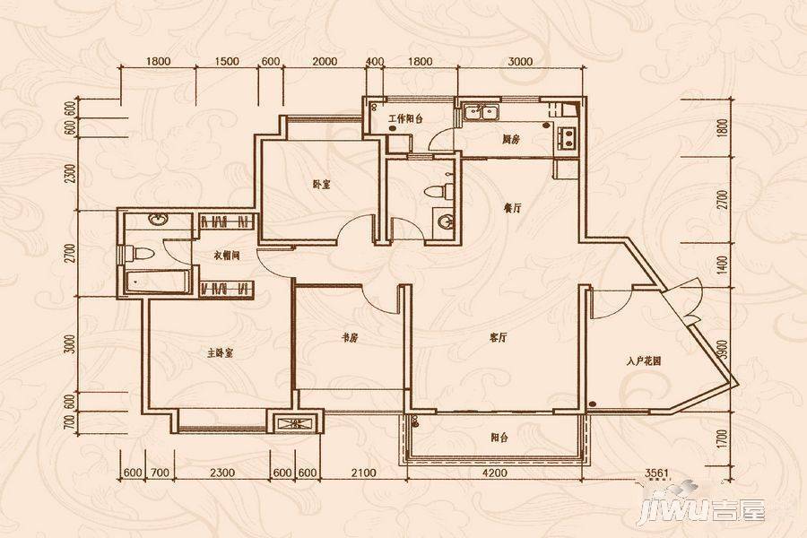 中国铁建东来尚城3室2厅2卫127.2㎡户型图