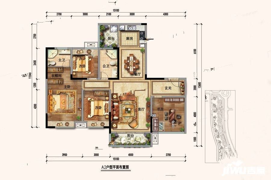 七星未来城3室2厅2卫143.3㎡户型图