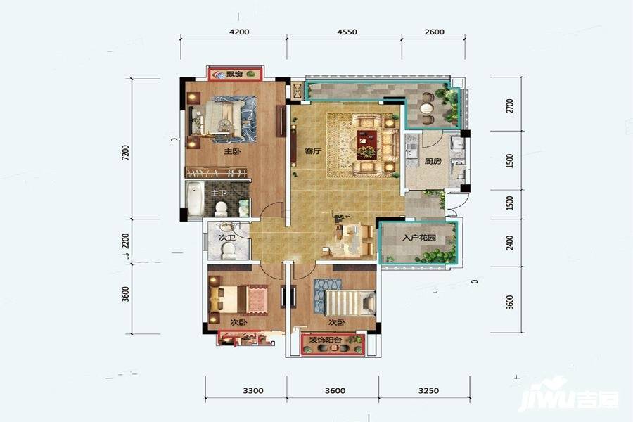 匀上香格里拉3室2厅2卫137.5㎡户型图