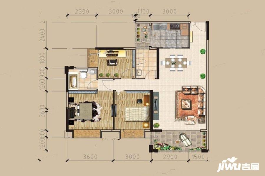 北城财阜3室2厅2卫111.3㎡户型图