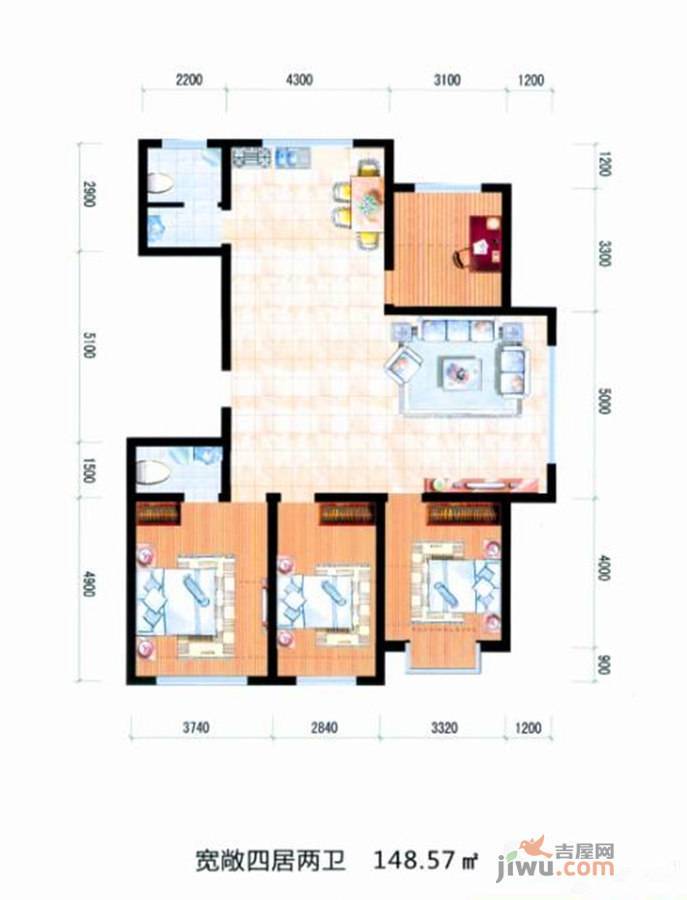 鑫民家园二期2室2厅1卫79.4㎡户型图