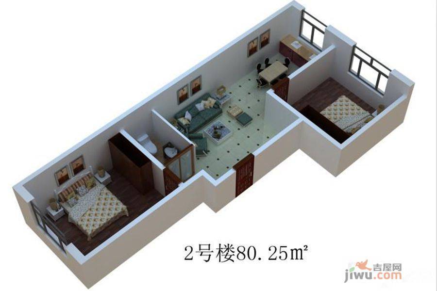 金帝豪庭2室1厅1卫80.3㎡户型图