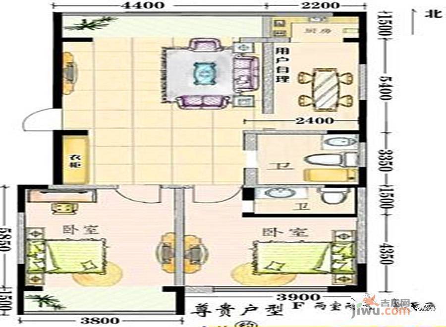 达林大厦2室2厅1卫户型图