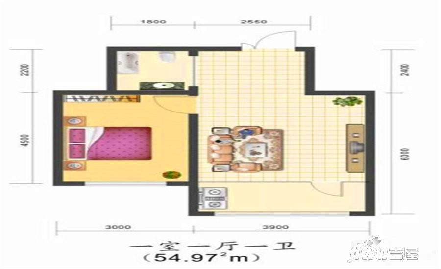 维多利亚花园1室1厅1卫55㎡户型图