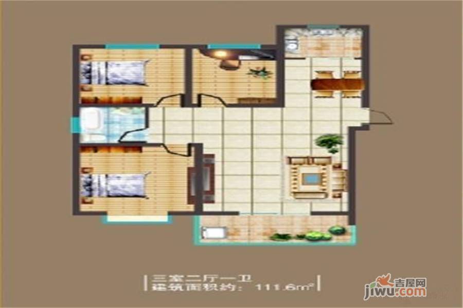 恒丰天逸3室2厅2卫126.8㎡户型图