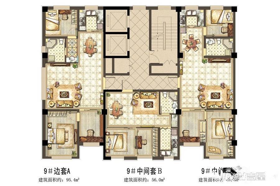 四季雅苑2室2厅1卫95㎡户型图