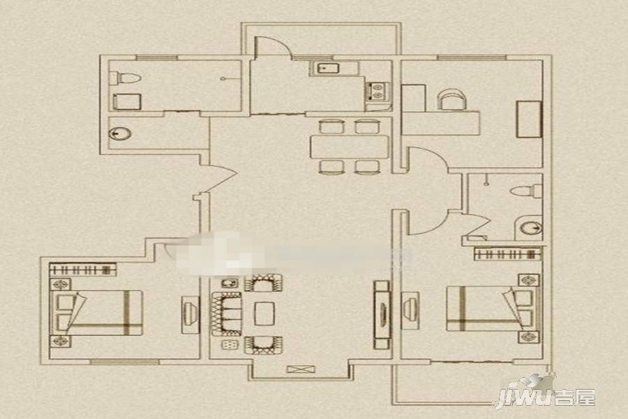 西景园新港湾3室2厅1卫130㎡户型图