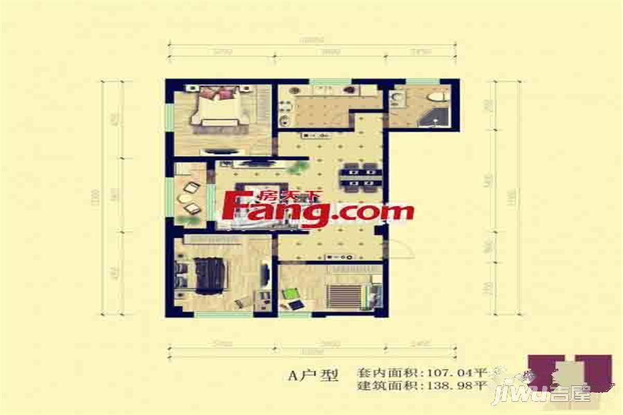 金景富苑3室2厅1卫120㎡户型图