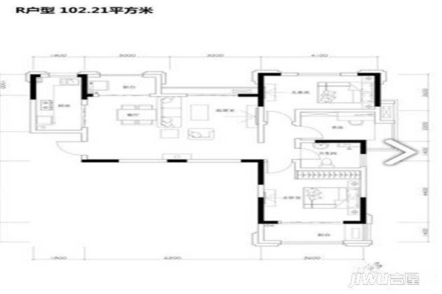 元安文都一品2室2厅1卫户型图