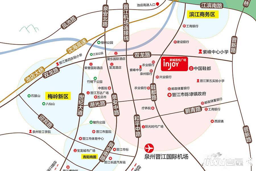 晋江新城吾悦广场紫峰里（商铺）位置交通图