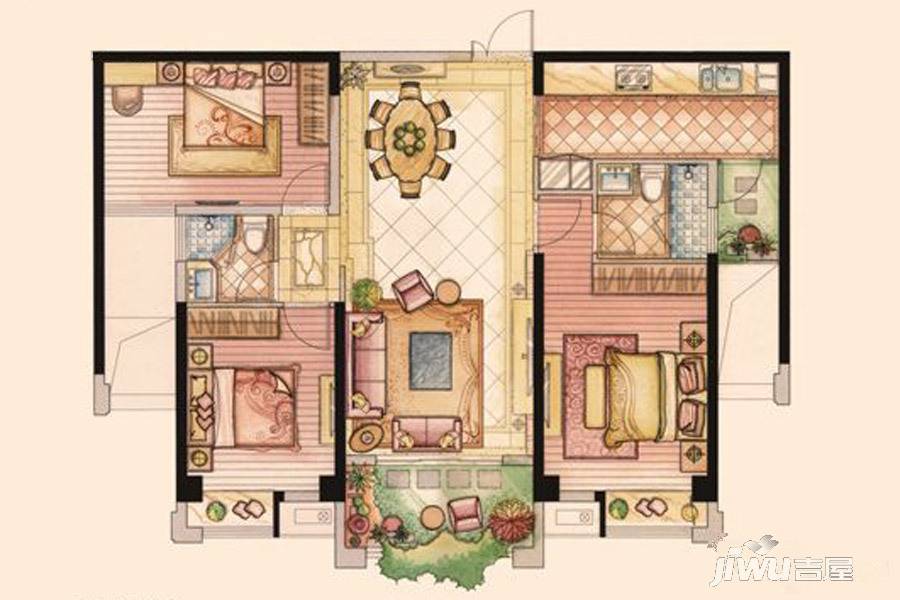 百宏御璟天下3室2厅2卫115.3㎡户型图