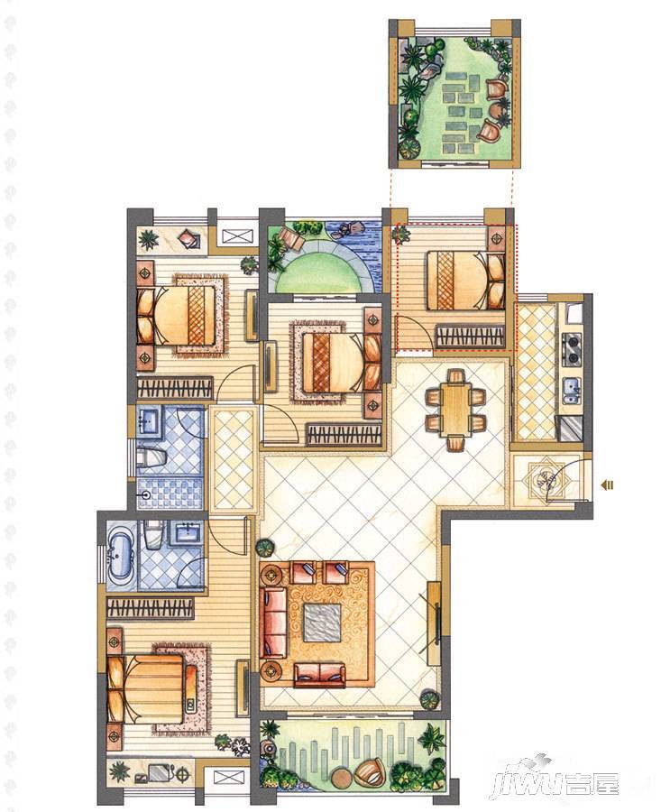 百信御江帝景4室2厅2卫131㎡户型图