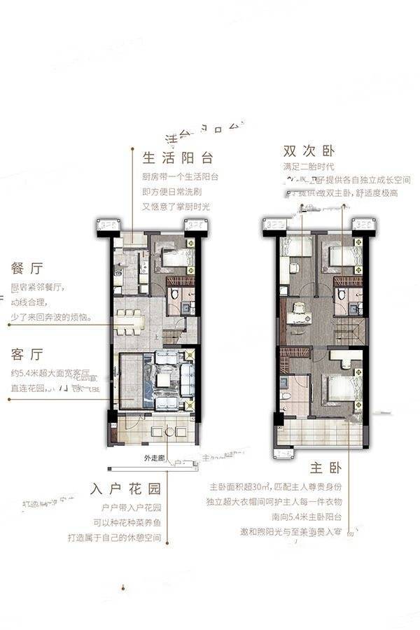 万科城市之光5室2厅3卫128㎡户型图